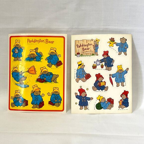 Vintage Stickers Hallmark Sticker Sheet Lot Set 80s Paddington Bear 1984 - Picture 1 of 3